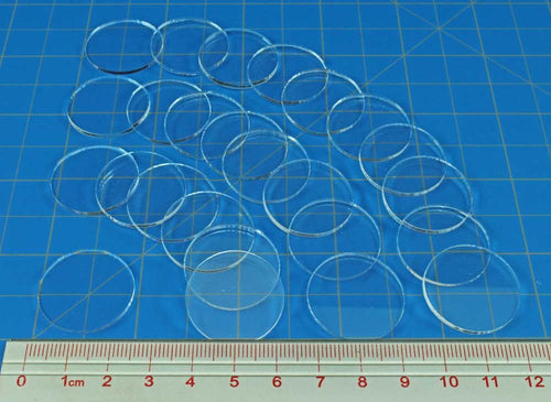 25 Pack LITKO 25mm Clear Round Miniature Bases – 1.5mm Ultra-Thin Acrylic for Wargaming & RPGs