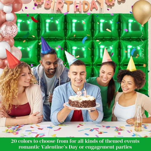 25 Pack Shamrock Green Square Foil Balloons – Metallic Party Decor for St. Patrick's Day, Graduation & More
