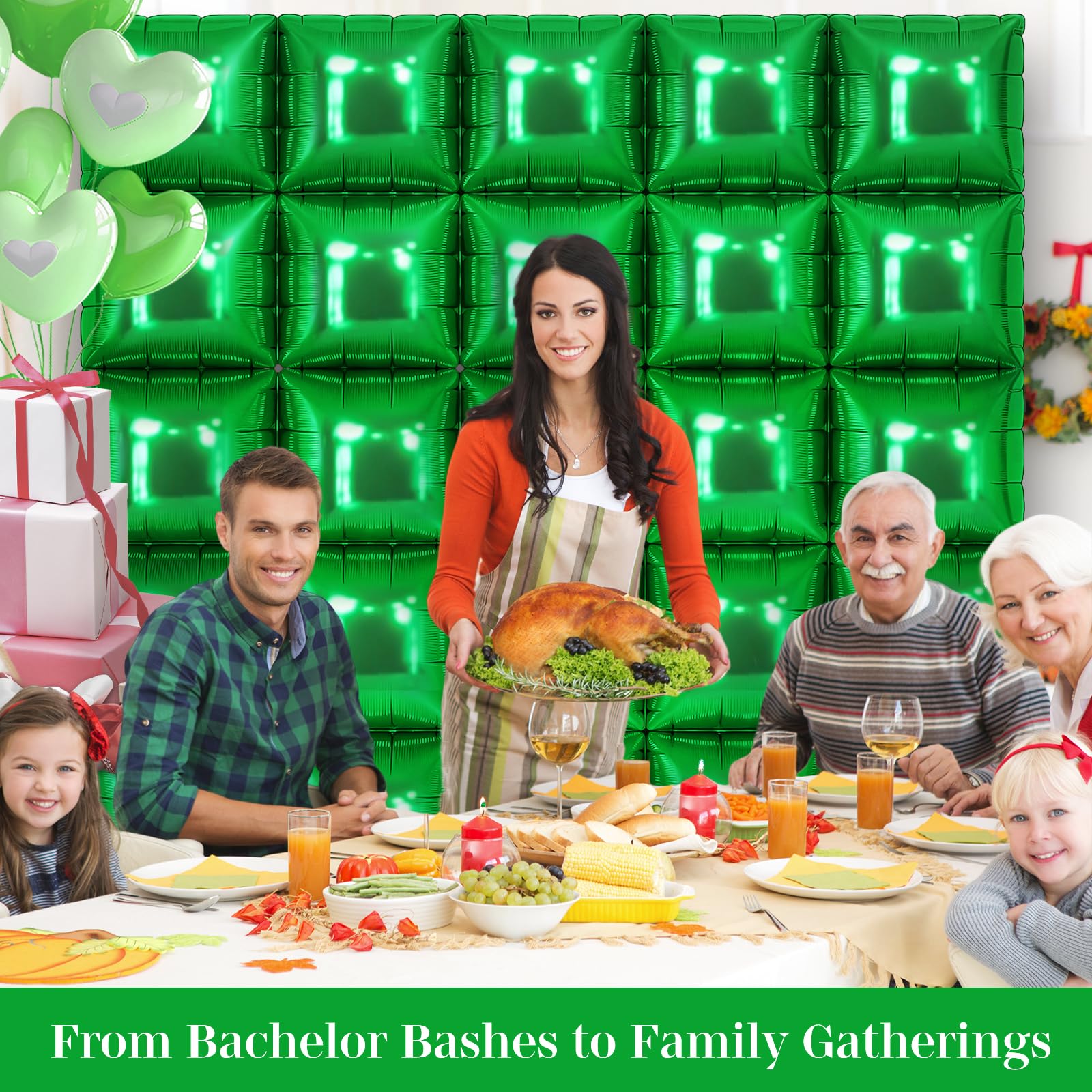 25 Pack Shamrock Green Square Foil Balloons – Metallic Party Decor for St. Patrick's Day, Graduation & More