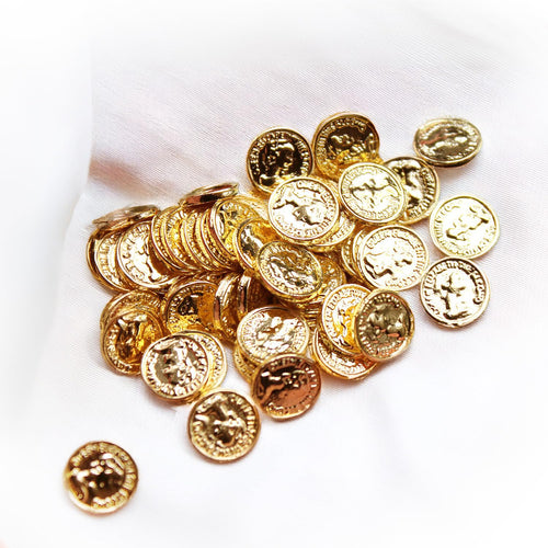 25 Pcs Miniature Gold Coins – 1:6 Scale Metal Alloy for Dollhouse, Pirate Treasure, St. Patrick's Day