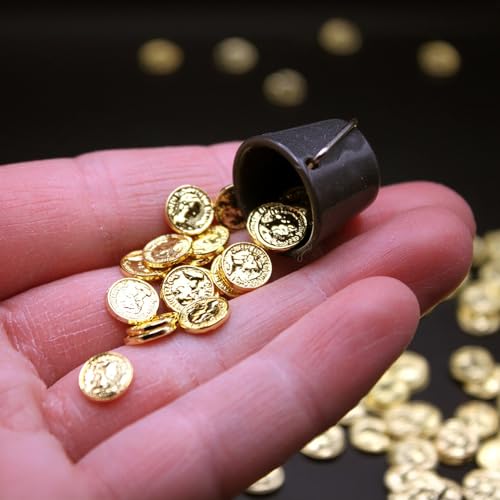 25 Pcs Miniature Gold Coins – 1:6 Scale Metal Alloy for Dollhouse, Pirate Treasure, St. Patrick's Day