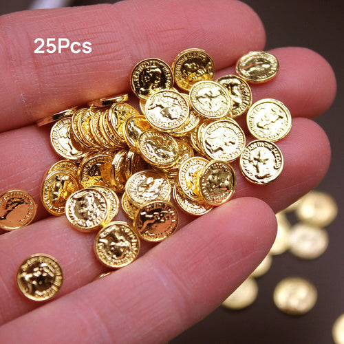 25 Pcs Miniature Gold Coins – 1:6 Scale Metal Alloy for Dollhouse, Pirate Treasure, St. Patrick's Day