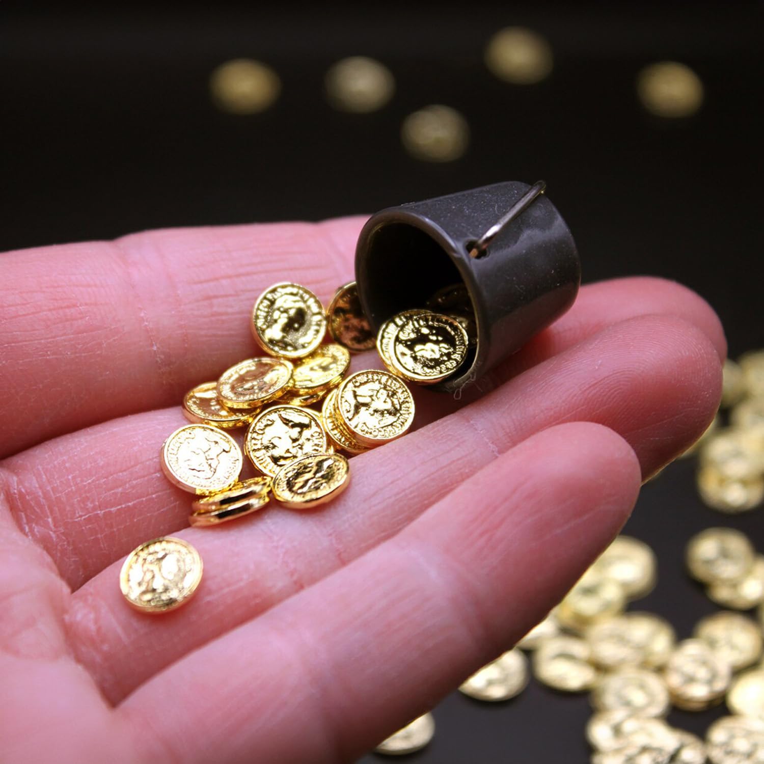 25 Pcs Miniature Gold Coins – 1:6 Scale Metal Alloy for Dollhouse, Pirate Treasure, St. Patrick's Day