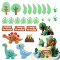 25-Piece Dinosaur Cake Topper Set with Trees, Leaves, and Volcano for Jungle Birthday Parties