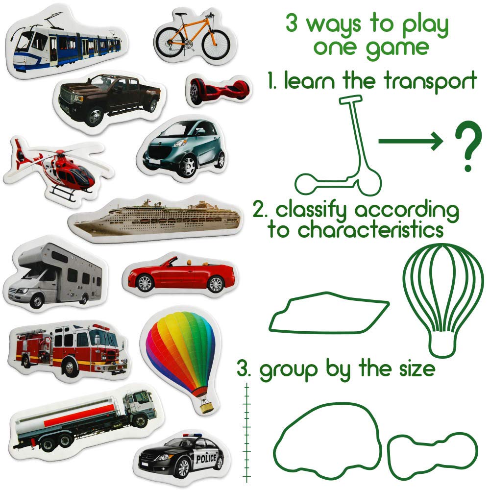 25 Transport Fridge Magnets for Toddlers - Educational Magnetic Vehicles for Kids