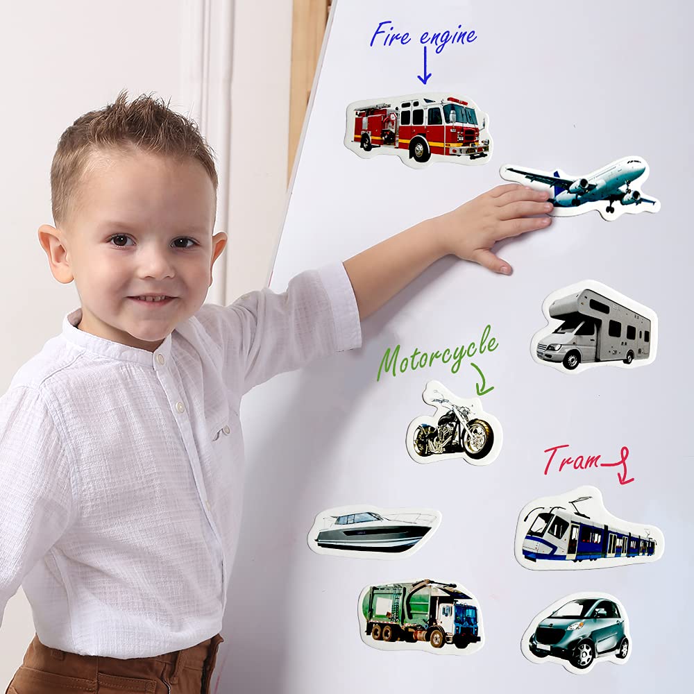 25 Transport Fridge Magnets for Toddlers - Educational Magnetic Vehicles for Kids