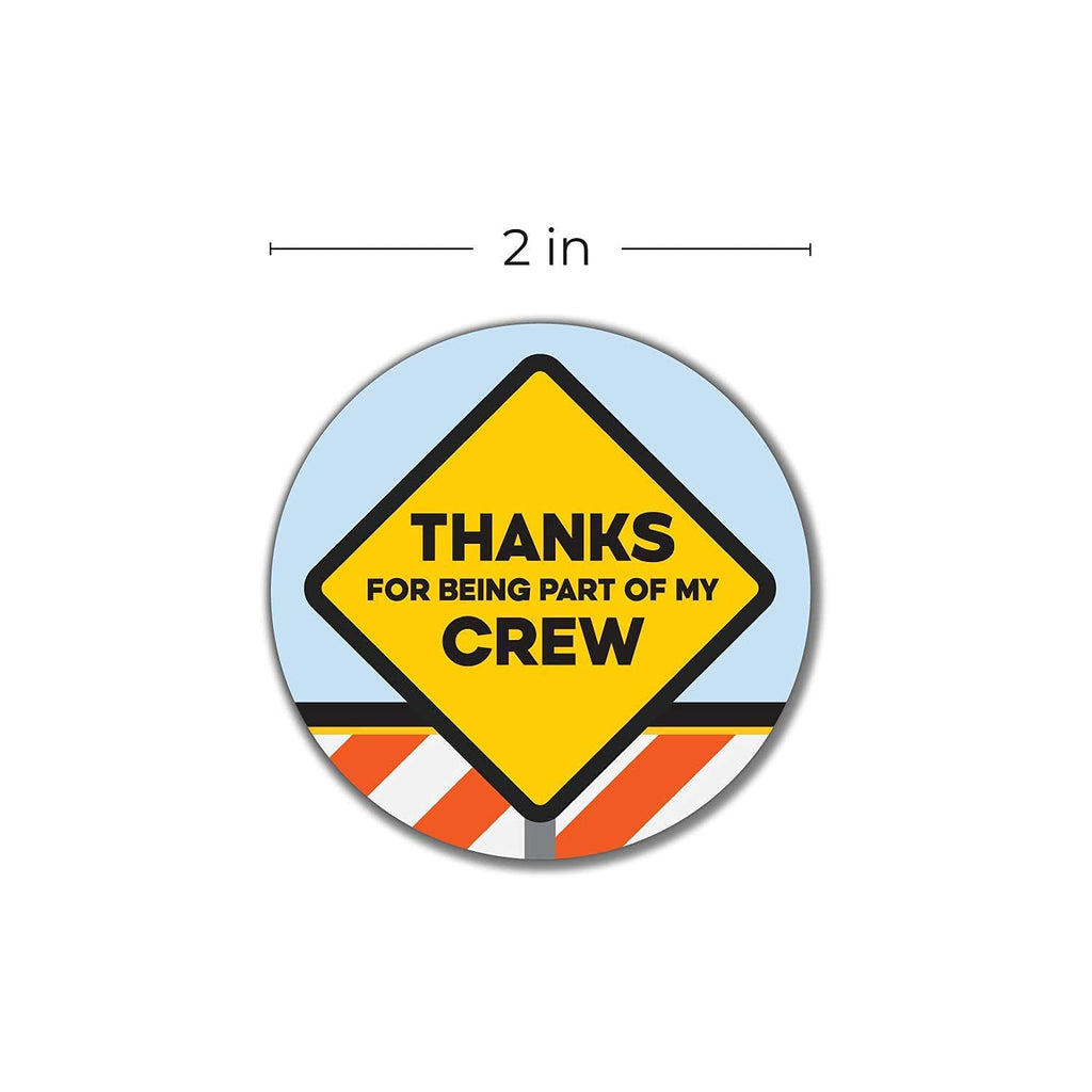 250 Construction Birthday Stickers – 2 Inch Round, 8 Truck Designs, Permanent Adhesive