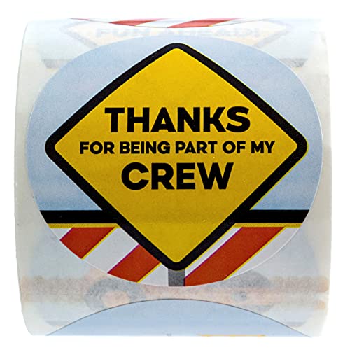 250 Construction Birthday Stickers – 2 Inch Round, 8 Truck Designs, Permanent Adhesive
