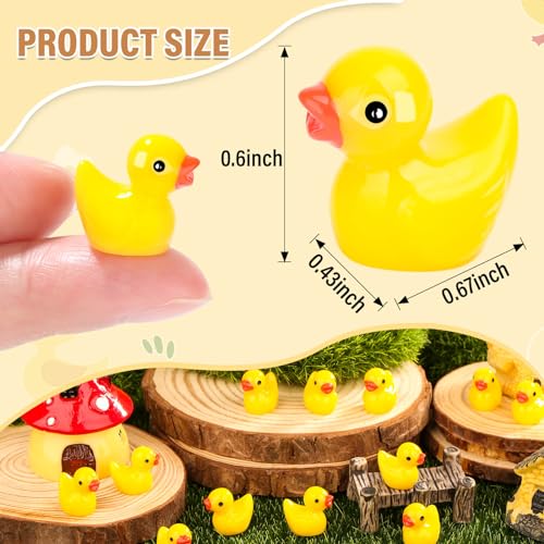 250 Mini Resin Ducks – Tiny Plastic Duck Charms for Dollhouse, Garden, Hide & Seek