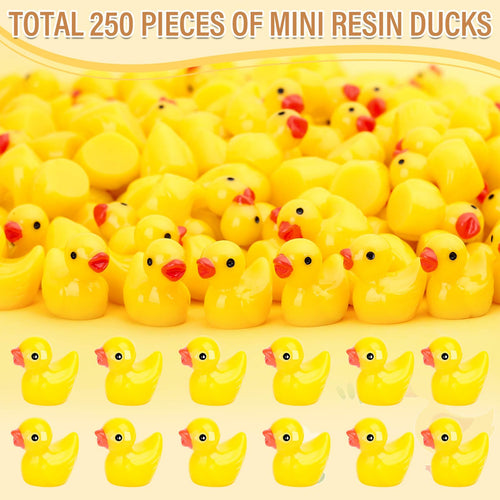250 Mini Resin Ducks – Tiny Plastic Duck Charms for Dollhouse, Garden, Hide & Seek