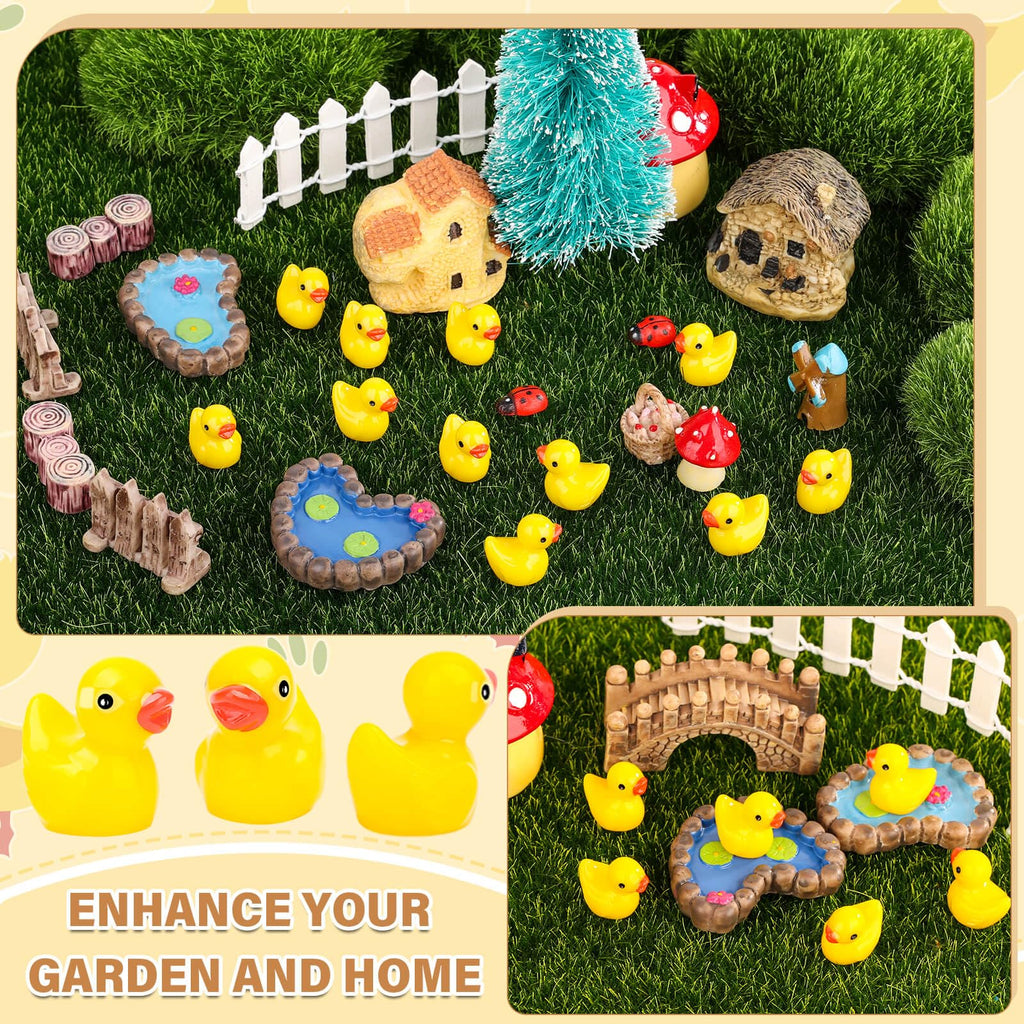 250 Mini Resin Ducks – Tiny Plastic Duck Charms for Dollhouse, Garden, Hide & Seek