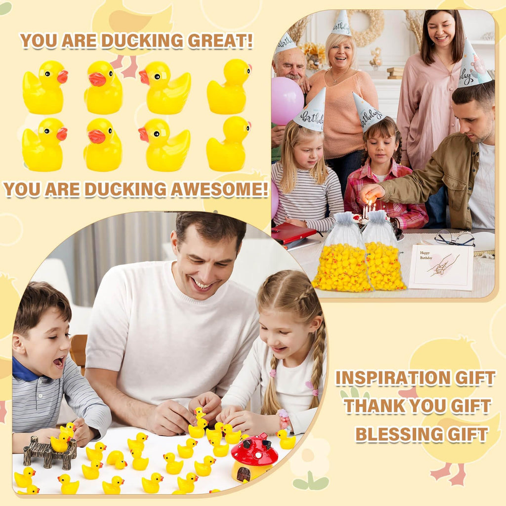 250 Mini Resin Ducks – Tiny Plastic Duck Charms for Dollhouse, Garden, Hide & Seek