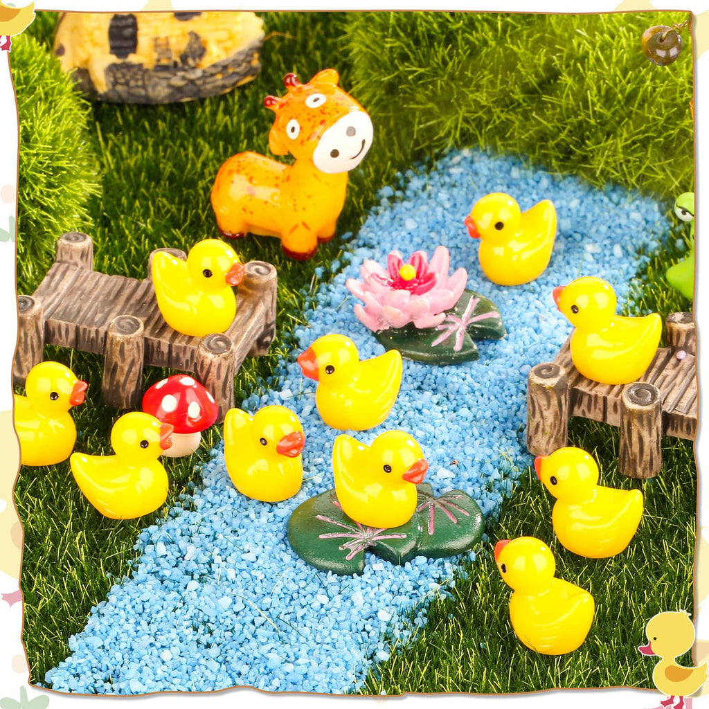 250 Mini Resin Ducks – Tiny Plastic Duck Charms for Dollhouse, Garden, Hide & Seek
