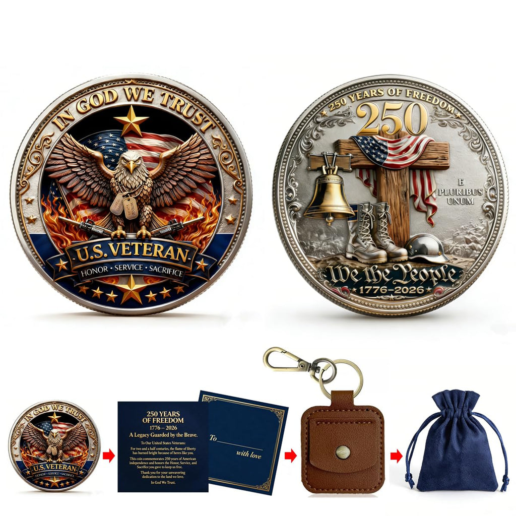 250 Years of Freedom Commemorative Coin – High Relief 3D Veteran Tribute Challenge Coin (1 Piece)