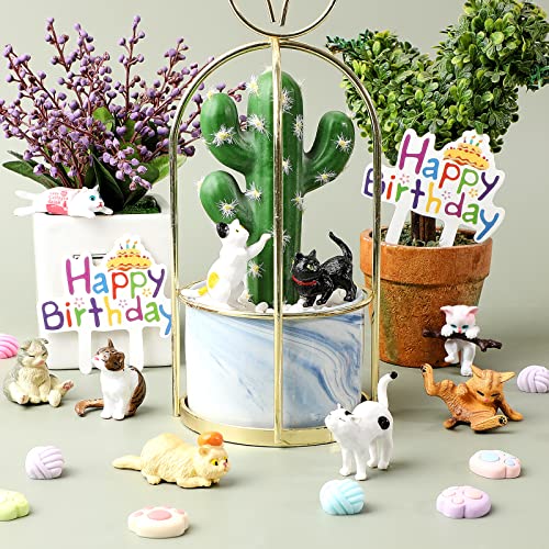 26-Piece Cat Cake Topper Set - Cute Cat Figurines, Paw & Wool Ball Toppers for Birthday Party Decor