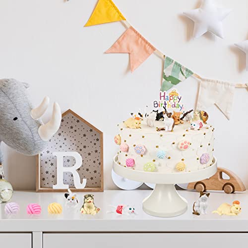 26-Piece Cat Cake Topper Set - Cute Cat Figurines, Paw & Wool Ball Toppers for Birthday Party Decor
