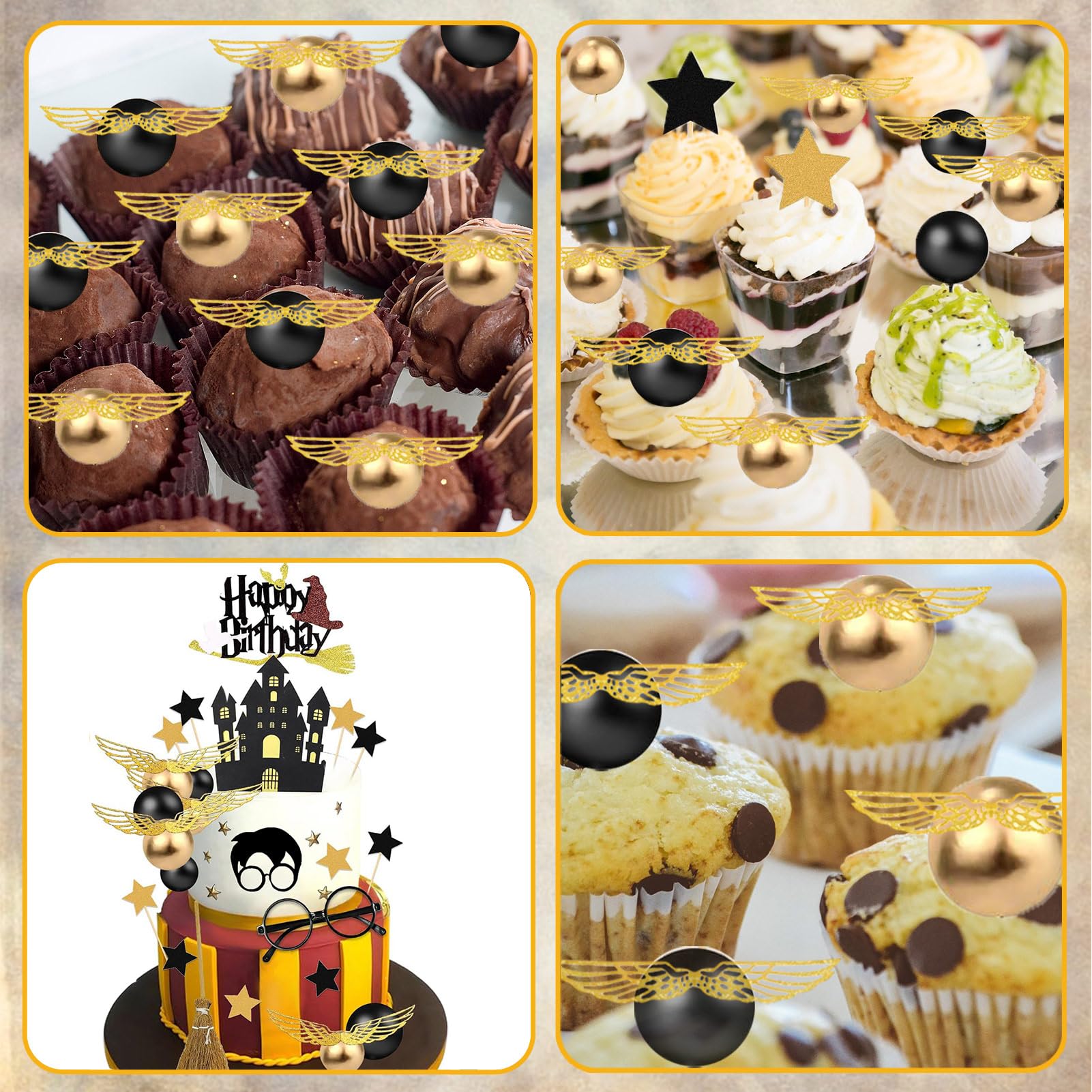 26-Piece Wizard Birthday Cake Topper Set with Castle, Stars, Glasses and Broom
