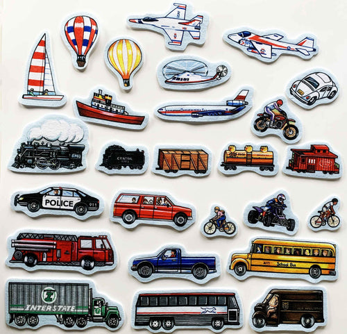 26 Precut Felt Transportation Figures Set – Cars, Trucks, Trains, Planes by Story Time Felts