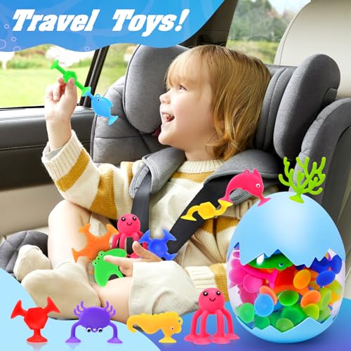 27-Piece Suction Cup Bath Toys – Sensory Silicone Shapes & Sea Animals for Kids Ages 3-8