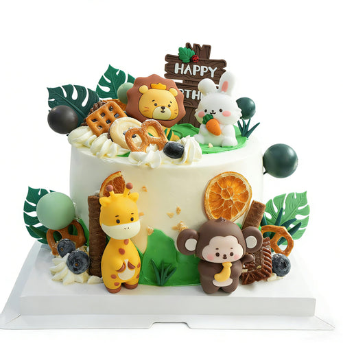 27pcs Safari Animal Cake Topper Set – Tiaforza Reusable Silicone Jungle Decorations for Wild One Birthday, Baby Shower, and Zoo Parties