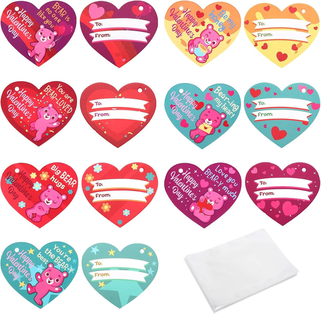 28 Mini Plush Bear Valentine's Cards with Keychains – Classroom Exchange & Party Favors by FunsLane
