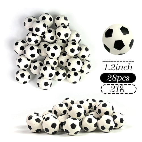 28-Pack Mini Soccer Ball Cake Toppers for Soccer Party Decorations (Style 01) - DRWATE