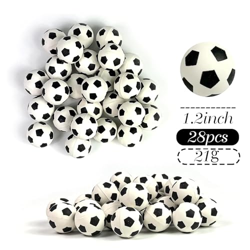28-Pack Mini Soccer Ball Cake Toppers for Soccer Party Decorations (Style 01) - DRWATE