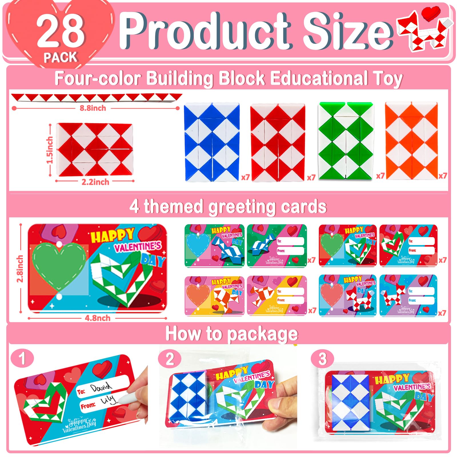 28 Pack Snake Twist Puzzle Toys for Easter Basket Stuffers, Fidget Toys for Teens Kids, BPA-Free Stress Relief Party Favors