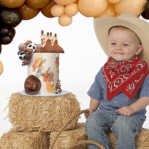 28PCS Cowboy Cake Toppers Set - KEEPARTY Hat & Boot Decorations for Western Birthday Party