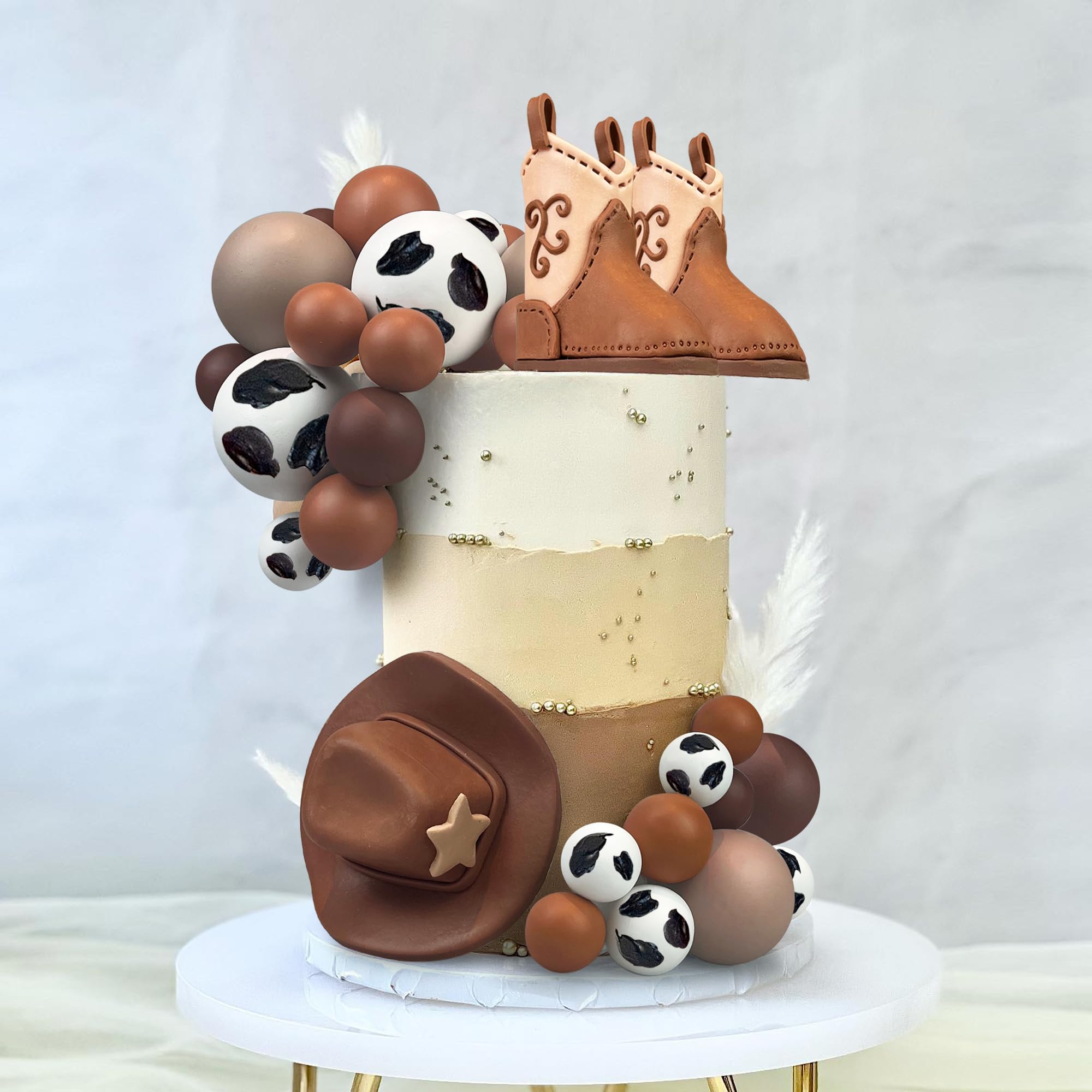 28PCS Cowboy Cake Toppers Set - KEEPARTY Hat & Boot Decorations for Western Birthday Party