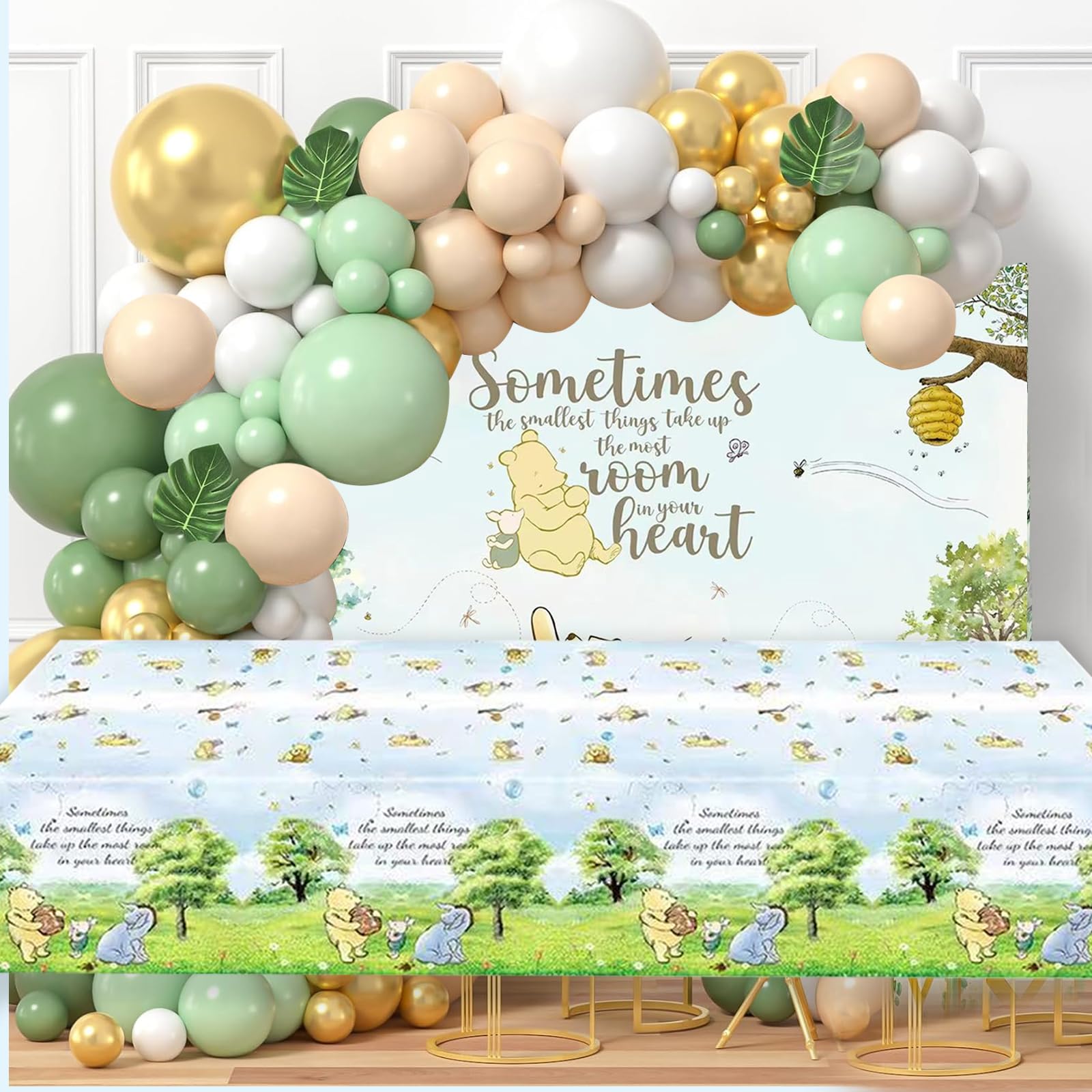 3 Blue Winnie Tablecloths for Baby Shower – Plastic Disposable, 54x108 Inches – Set of 3