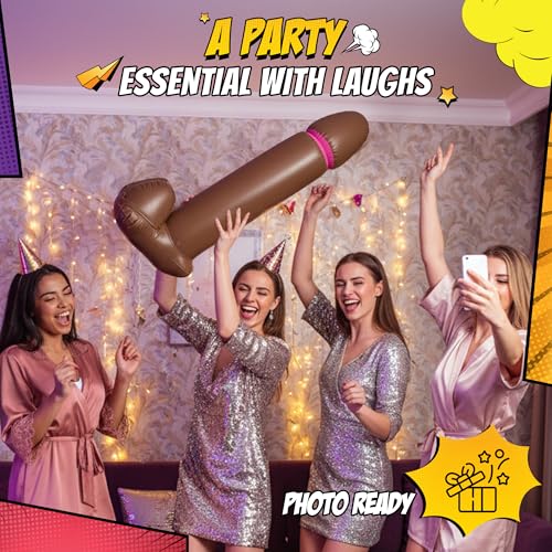 3 FT Black Inflatable Buddy Gag Toy for Bachelorette Parties – Giant Blow Up Willy Party Prop by RODMONT