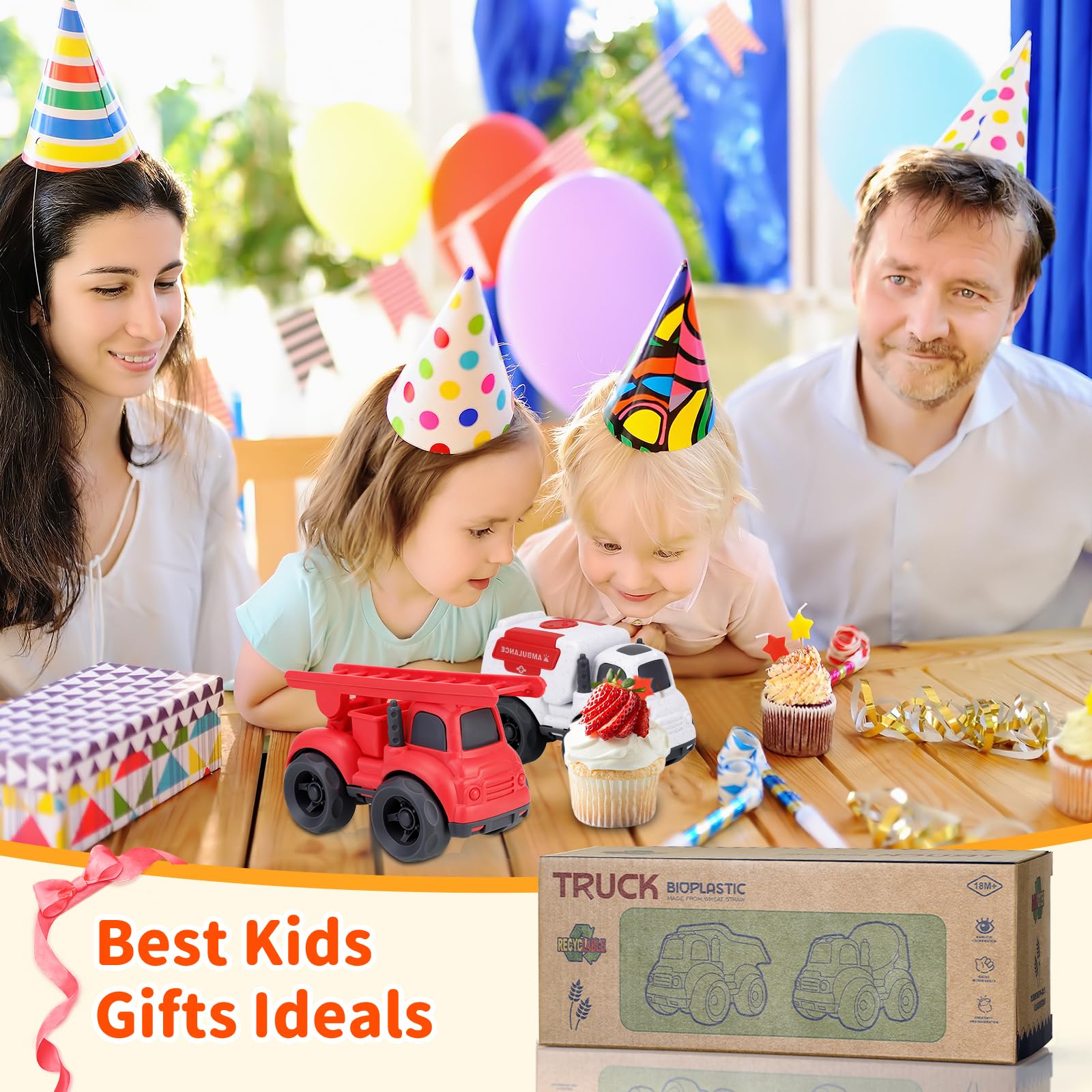 3-in-1 Rescue Toy Cars for Toddlers Ages 2-4: Police Car, Fire Truck & Ambulance – BPA-Free, Safe for Outdoor Play