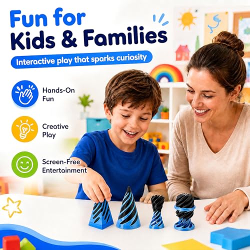 3-Pack 3D Printed Fidget Toys: Impossible Cone, Spiral Cone, Pyramid Passthrough & Mini Vortex Illusion for Stress Relief