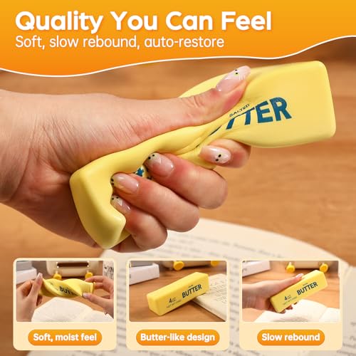 3 Pack Butter Squishy Slow Rising Stress Relief Toy - Realistic PU Foam Fidget for Adults
