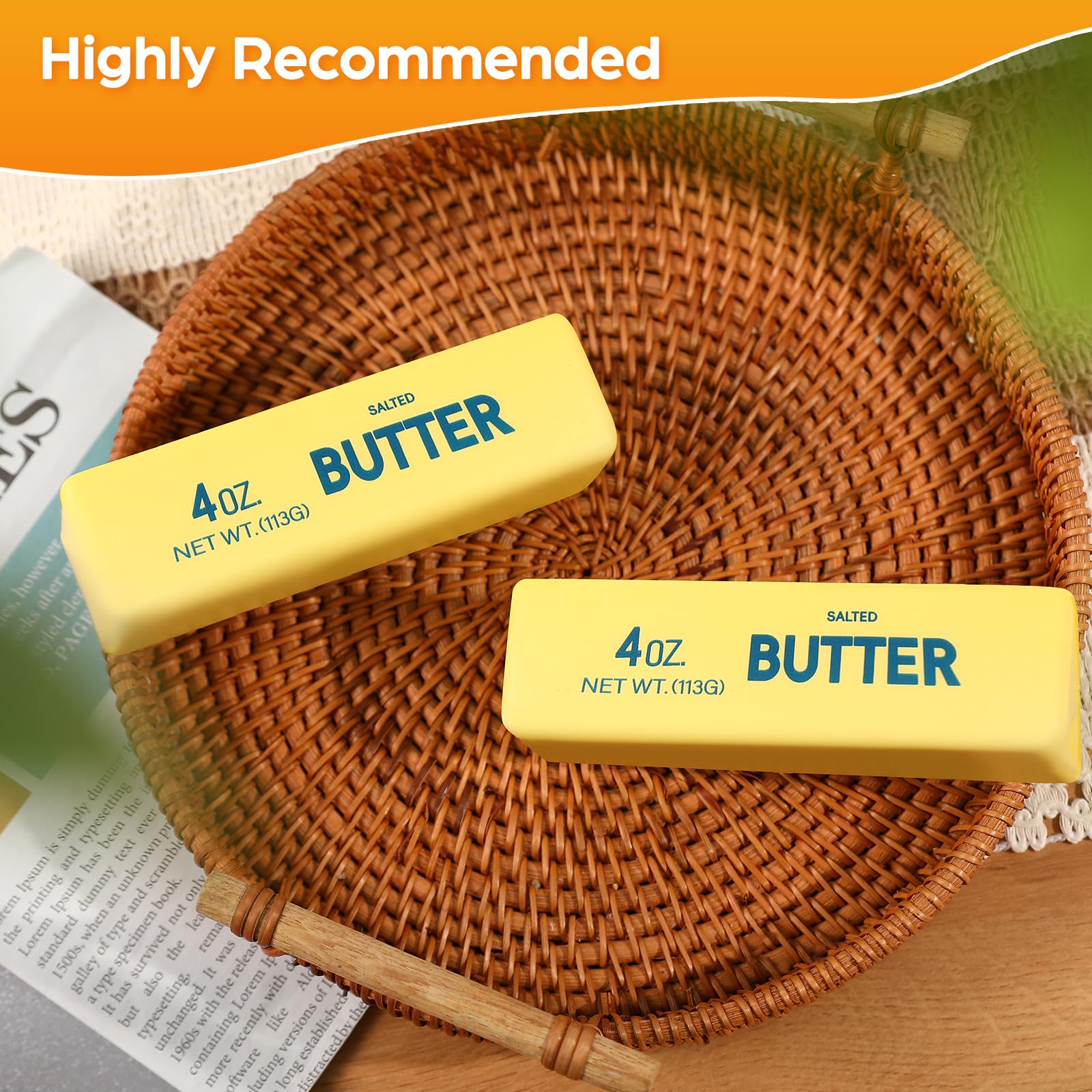 3 Pack Butter Squishy Slow Rising Stress Relief Toy - Realistic PU Foam Fidget for Adults