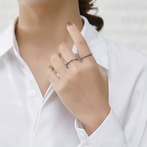 3-Pack Fidget Rings for Anxiety – Stainless Steel Spinner Rings with Moving Beads (Silver, Gold, Rose Gold)