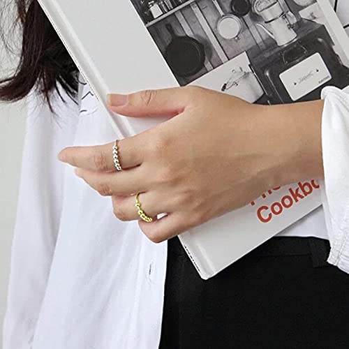 3-Pack Fidget Rings for Anxiety – Stainless Steel Spinner Rings with Moving Beads (Silver, Gold, Rose Gold)