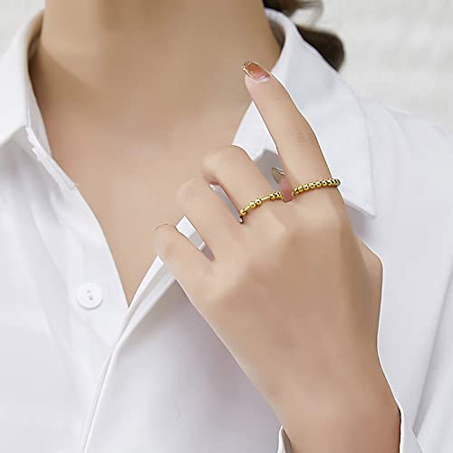 3-Pack Fidget Rings for Women – Adjustable Anxiety Rings with Spinning Beads in Silver, Gold, Rose Gold – Stainless Steel