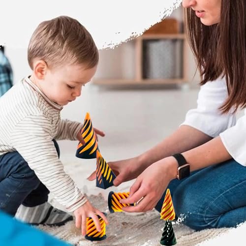 3-Pack Impossible Cone Fidget Toy Set – Spiral Cone & Impossible Pyramid for Stress Relief – PLA 3D Printed