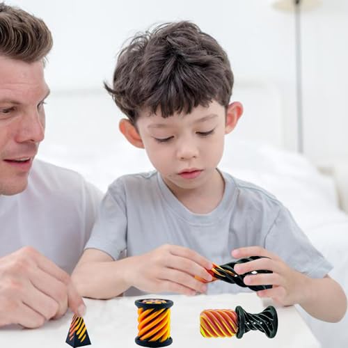 3-Pack Impossible Cone Fidget Toy Set – Spiral Cone & Impossible Pyramid for Stress Relief – PLA 3D Printed