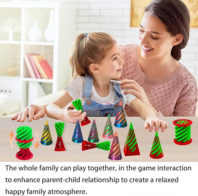 3-Pack Impossible Cone Fidget Toys (Cone, Pyramid, Spiral) – 3D Printed PLA, Stress Relief Gift