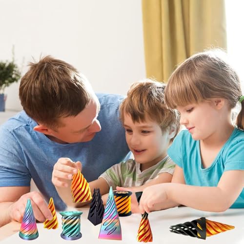 3-Pack Impossible Cone Fidget Toys (Cone, Pyramid, Spiral) – 3D Printed PLA, Stress Relief Gift