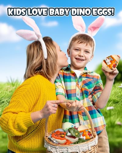 3 Pack Jumbo Dinosaur Eggs – Drop to Hatch Pop-Open Toys for Boys 3-10, Easter Basket Stuffer