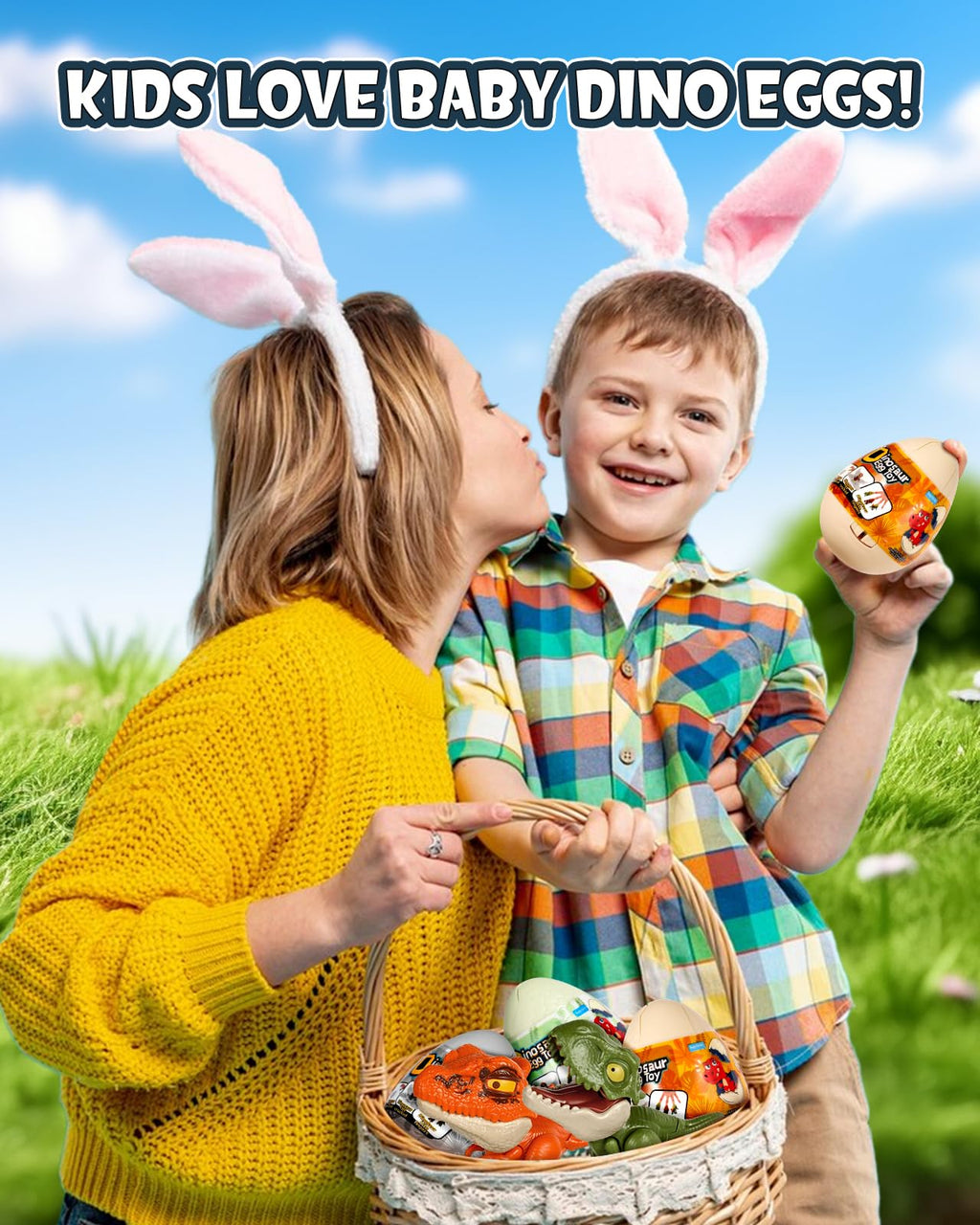 3 Pack Jumbo Dinosaur Eggs – Drop to Hatch Pop-Open Toys for Boys 3-10, Easter Basket Stuffer