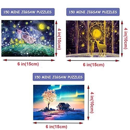 3 Pack Mini Jigsaw Puzzles 150 Pieces Each – Small 6x4 Inch Puzzles for Adults, Fun Home Entertainment and Wall Decor
