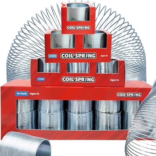 3-Pack Silver Metal Coil Spring Toys – 2.4 Inch Individually Boxed Party Favors by The Dreidel Company