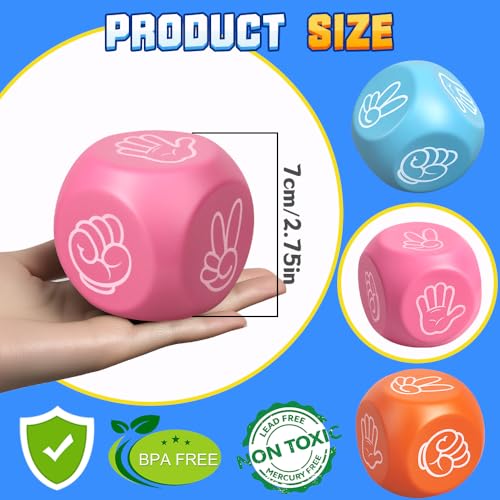 3-Pack Soft Foam Dice – Quiet Squeeze Toy for Stress Relief, Games, and Travel (2.1-Inch EVA Foam Cubes)