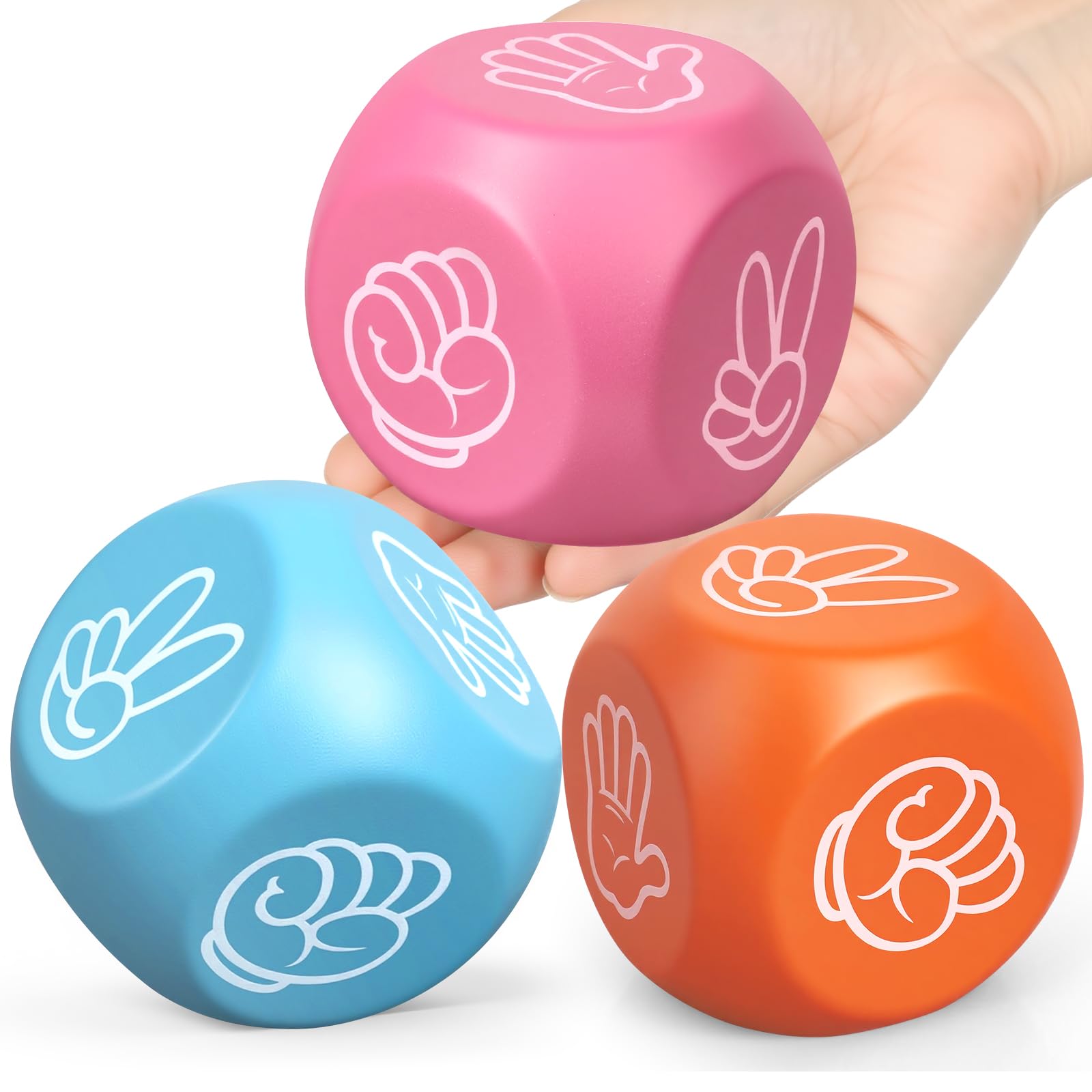 3-Pack Soft Foam Dice – Quiet Squeeze Toy for Stress Relief, Games, and Travel (2.1-Inch EVA Foam Cubes)