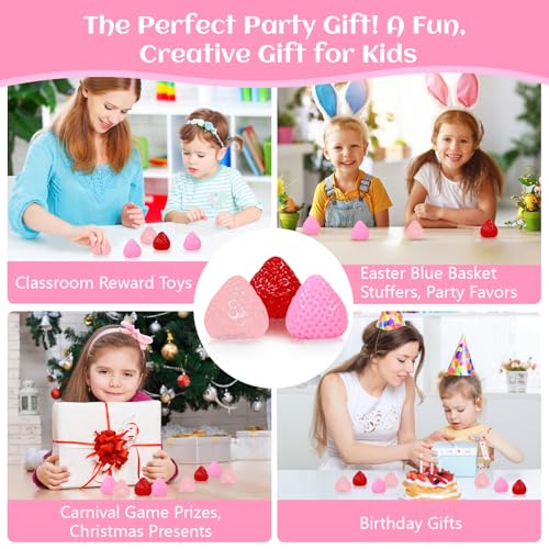 3-Pack Strawberry Squishy Stress Relief Toys by ISEN - Cute Fidget Toy for Kids Ages 4-12, Party Favors